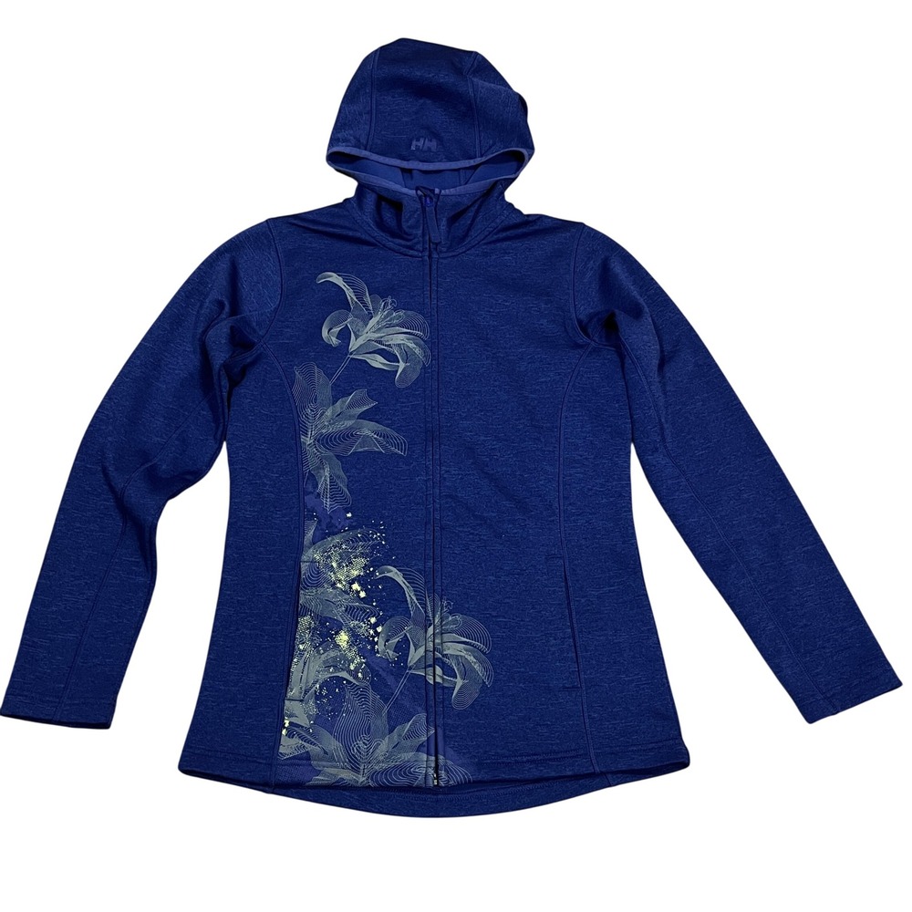 Helly Hansen Blue Floral Full Zip Fleece Hoodie Jacket S Activewear